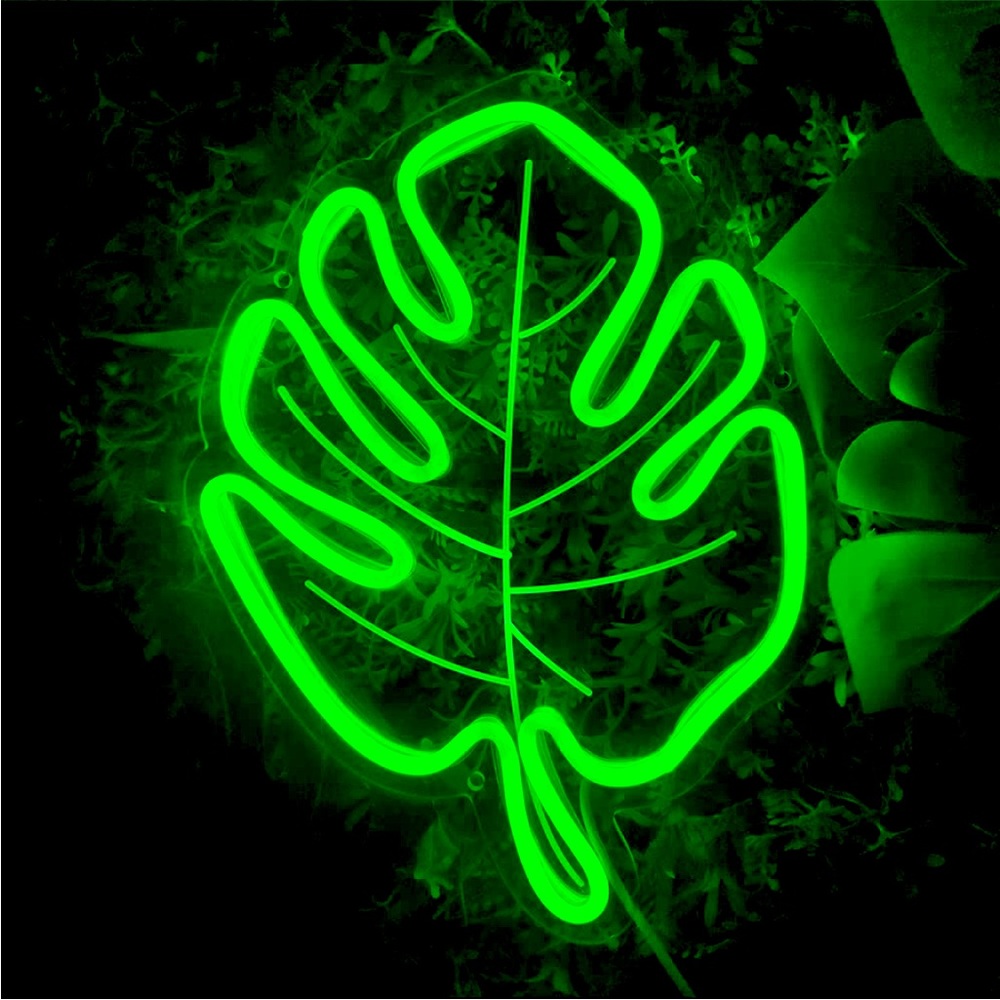 Neon Monstera Green Leaf Summer Spring Cute Wall/Room/Outdoor/Porch/Window Decor